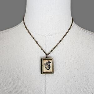 SOLD- Antiqued Anatomical Heart Locket Necklace